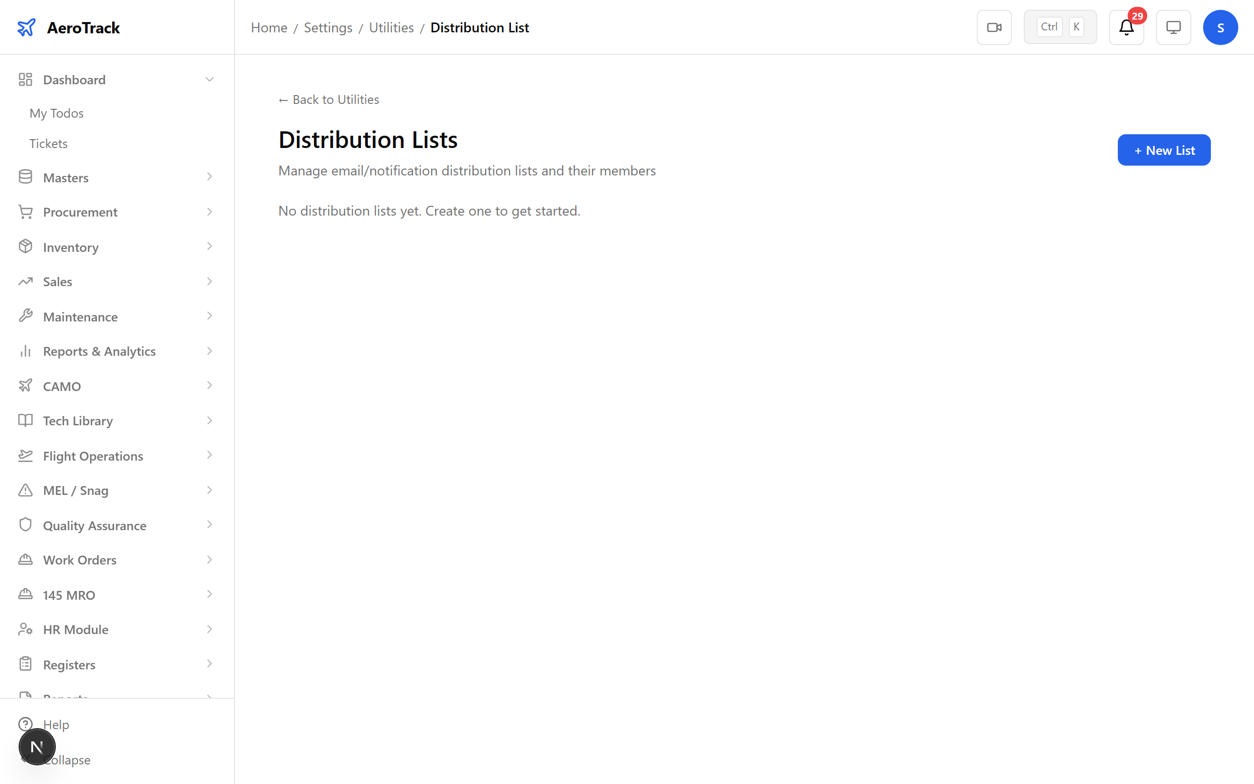 Distribution list management utility