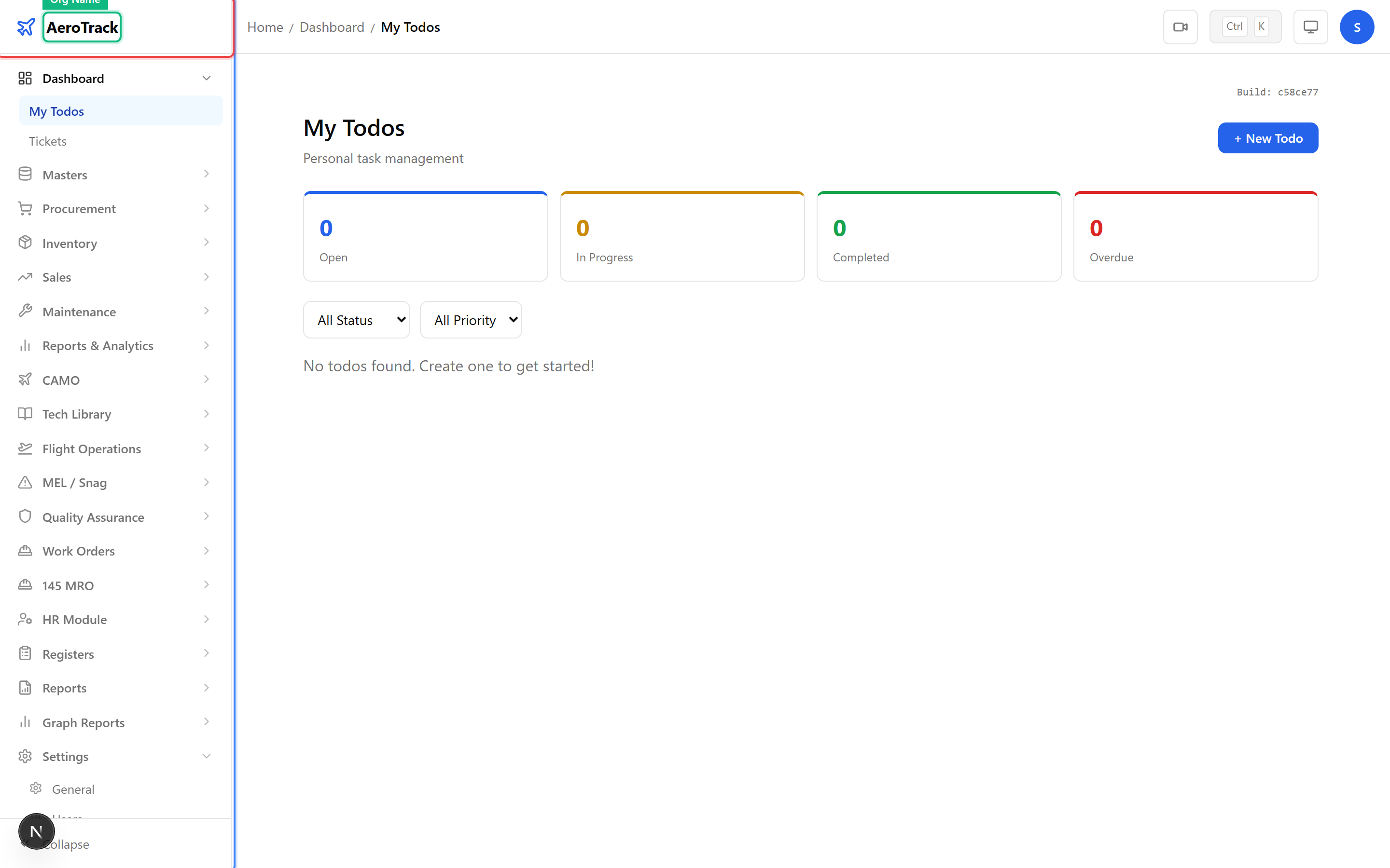 Sidebar navigation showing module groups accessible to the current user role
