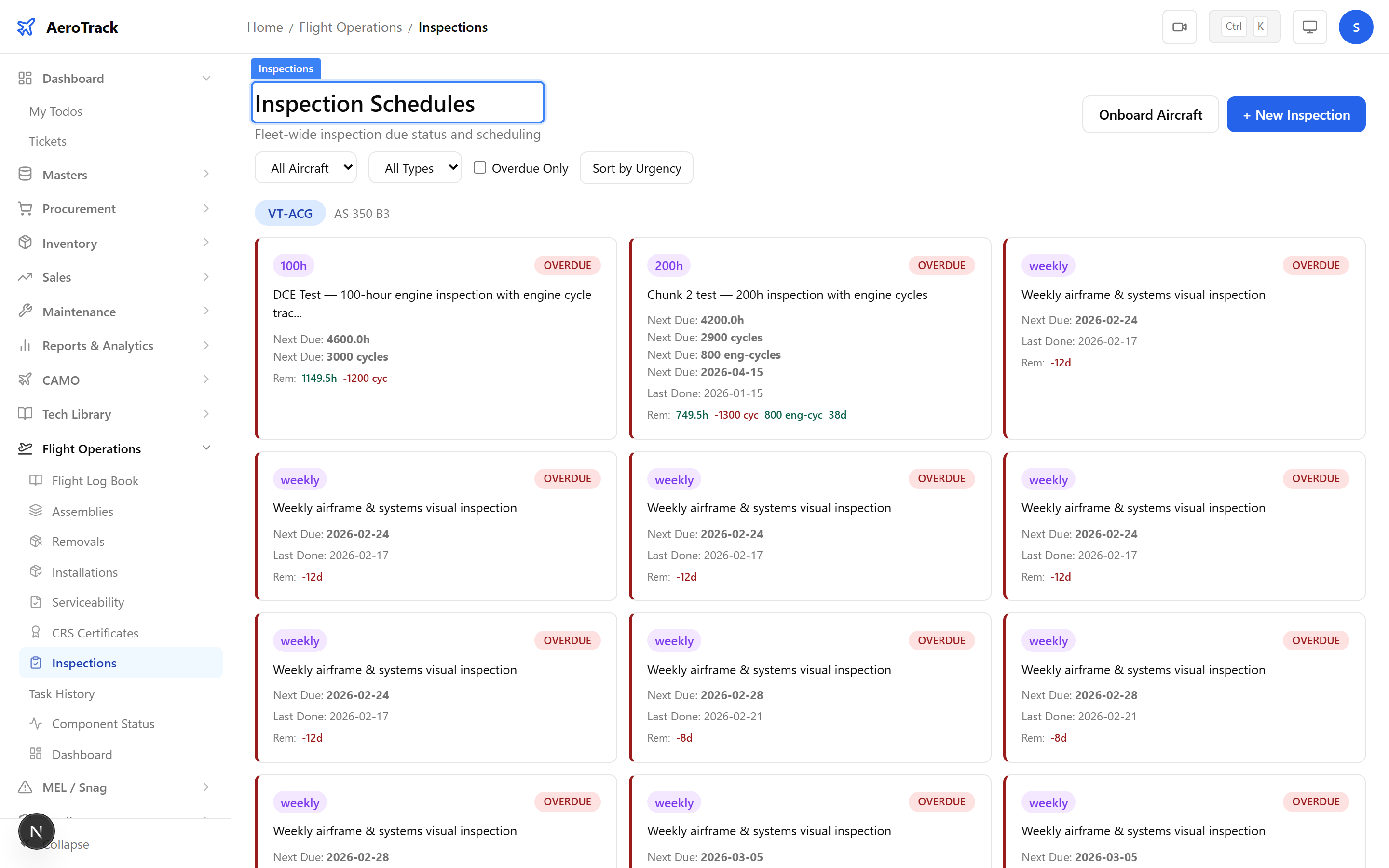 Mark as Done form with done date, hours, cycles, and performed by fields