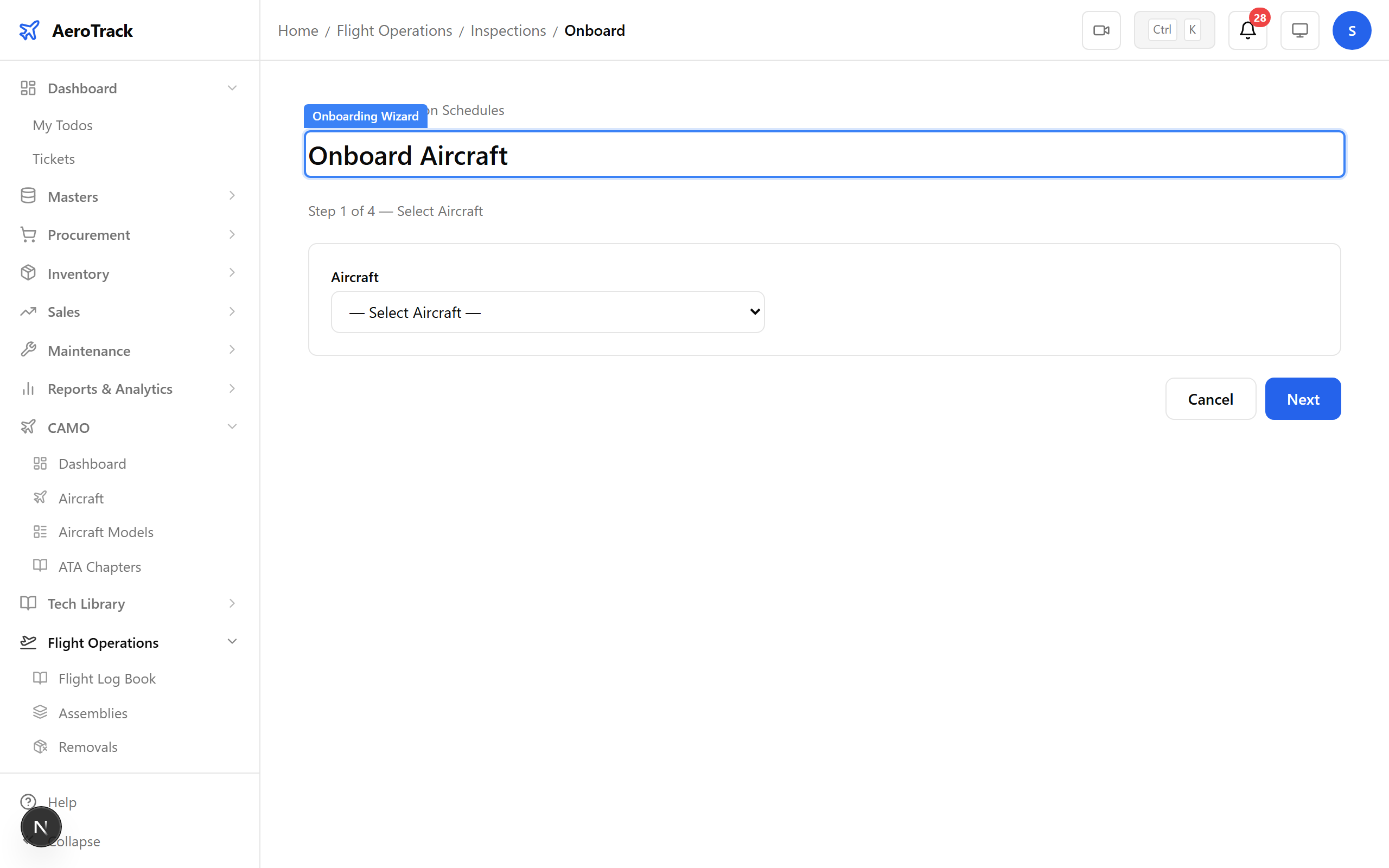 Onboarding wizard for bulk inspection creation