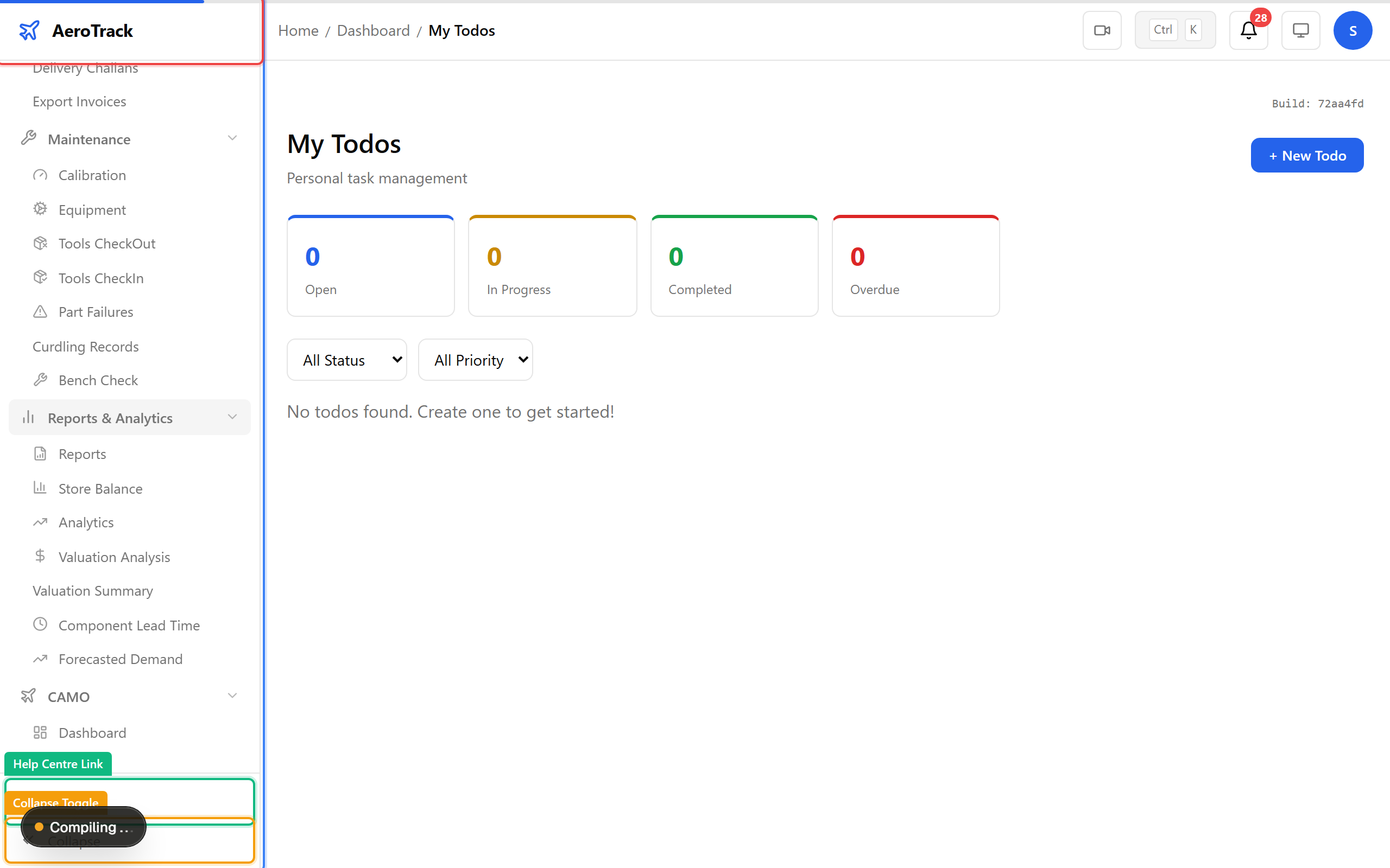 Sidebar fully expanded showing all module groups
