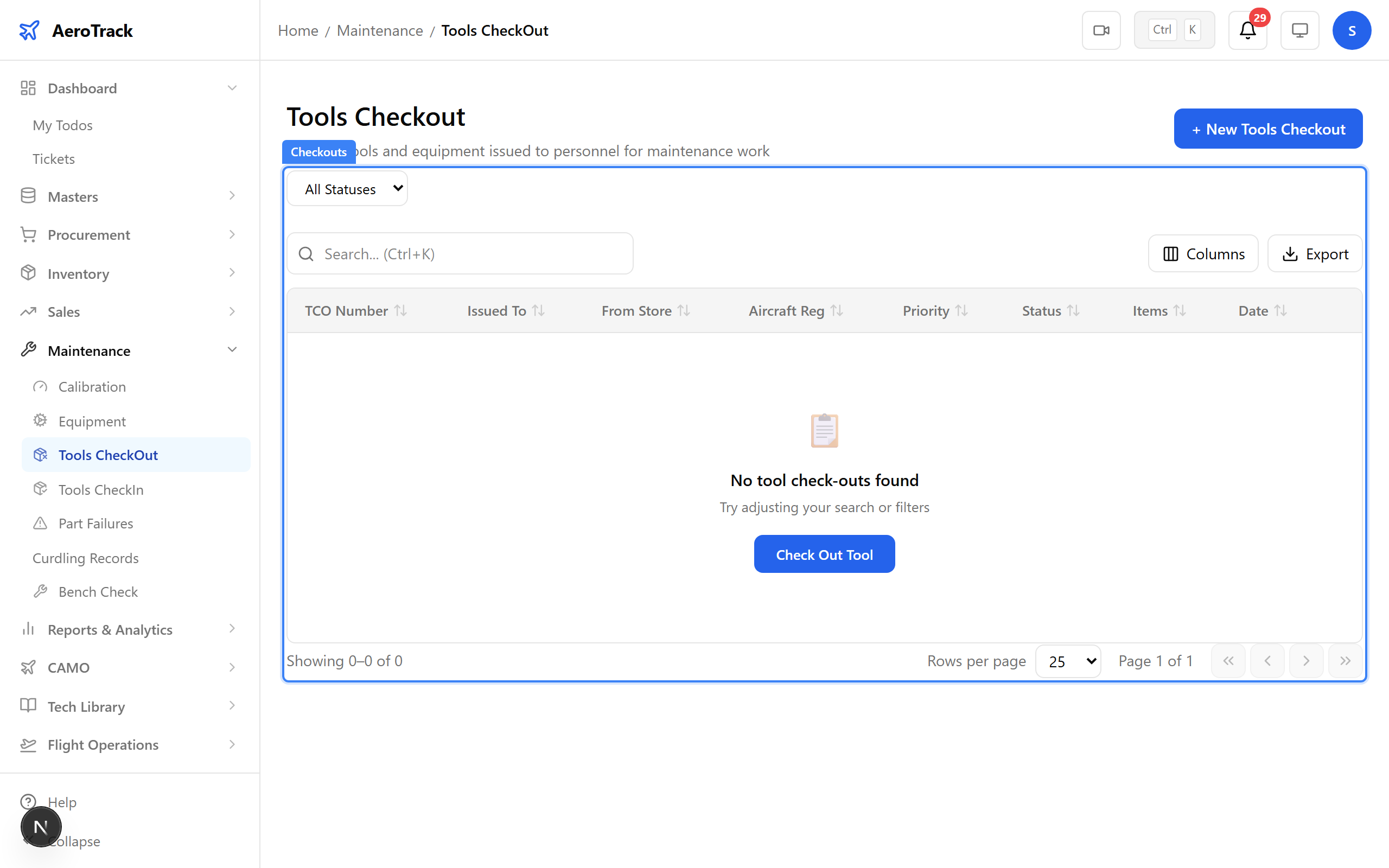 Checkout detail with status