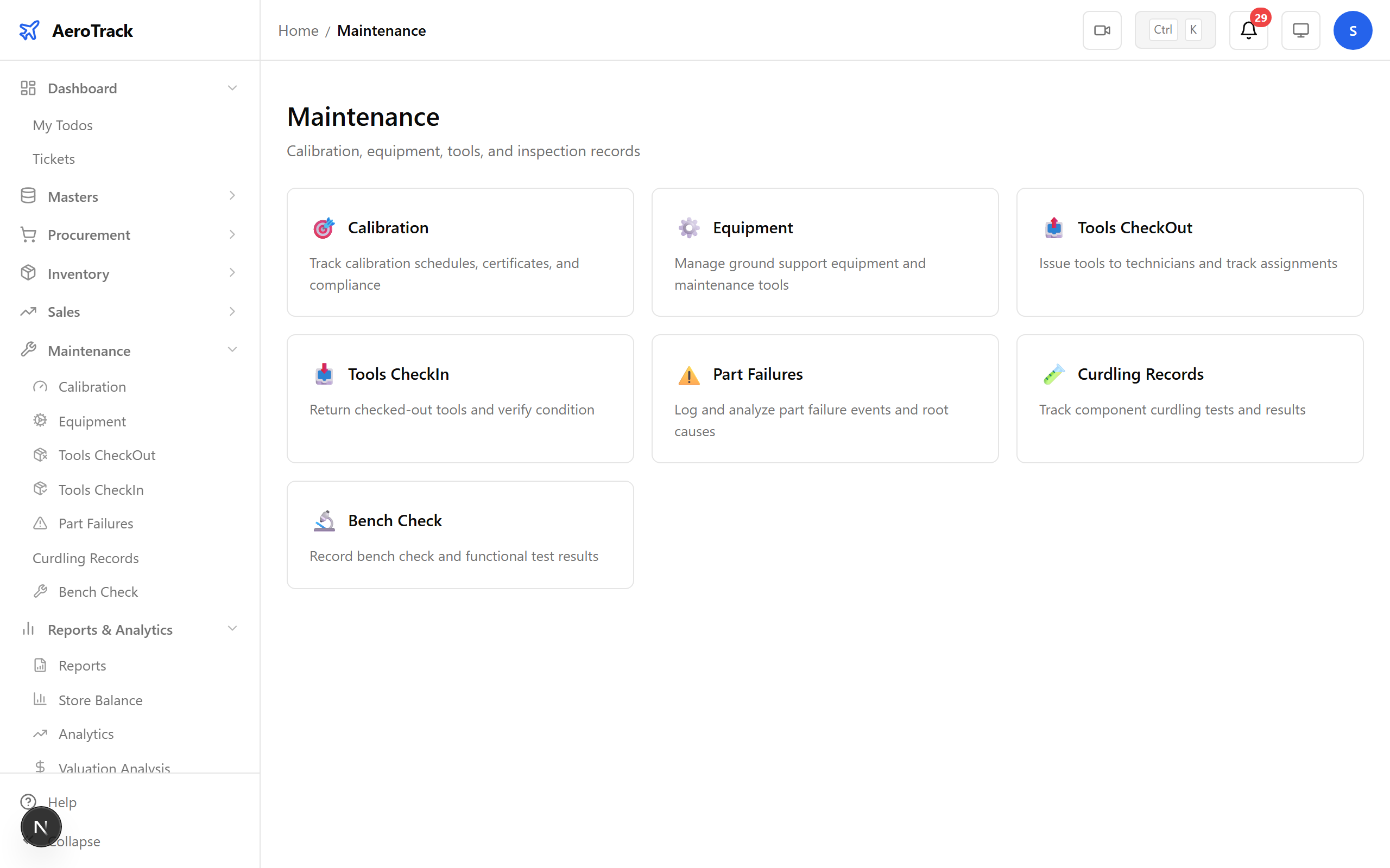 Maintenance landing showing complete flow