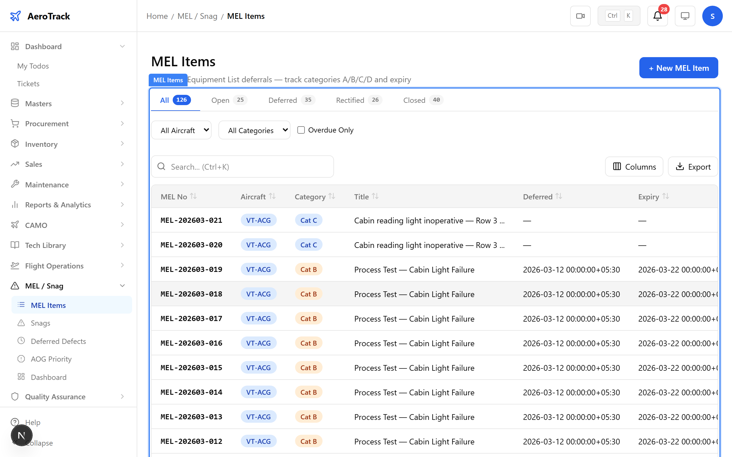 MEL item with Close button highlighted