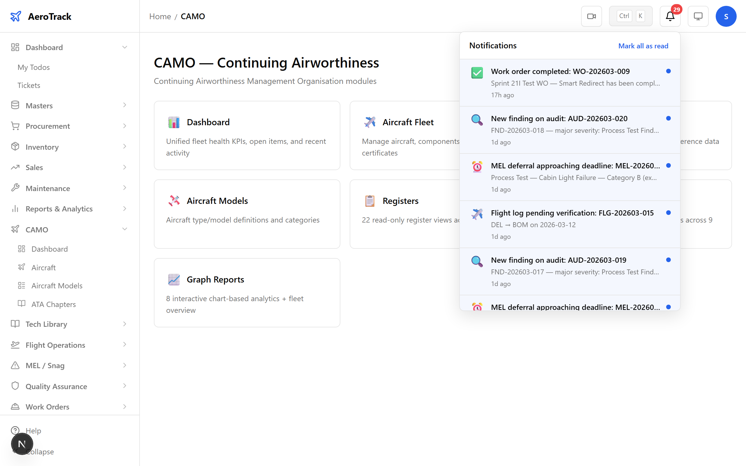 Notification: work order completed