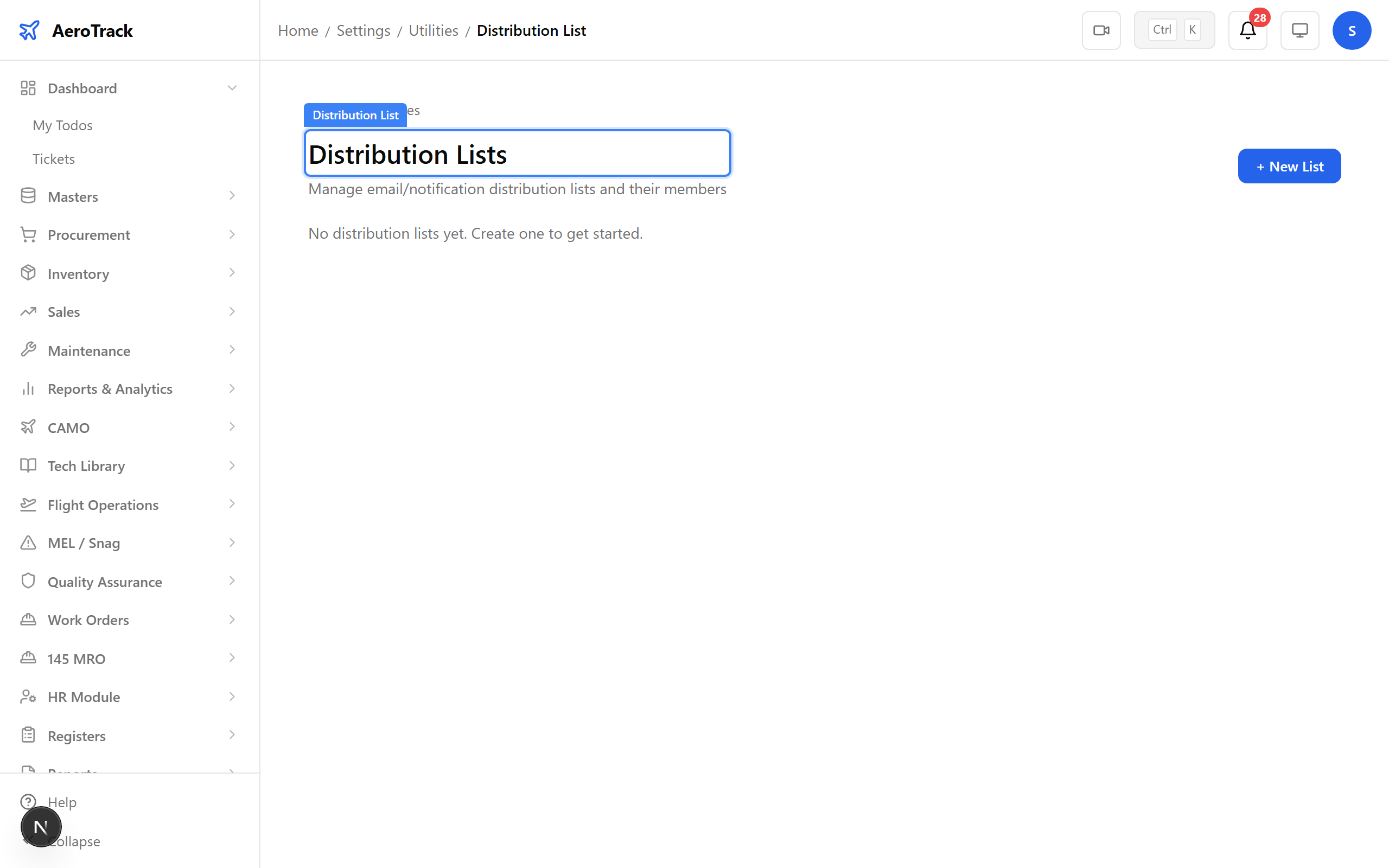 Distribution list management