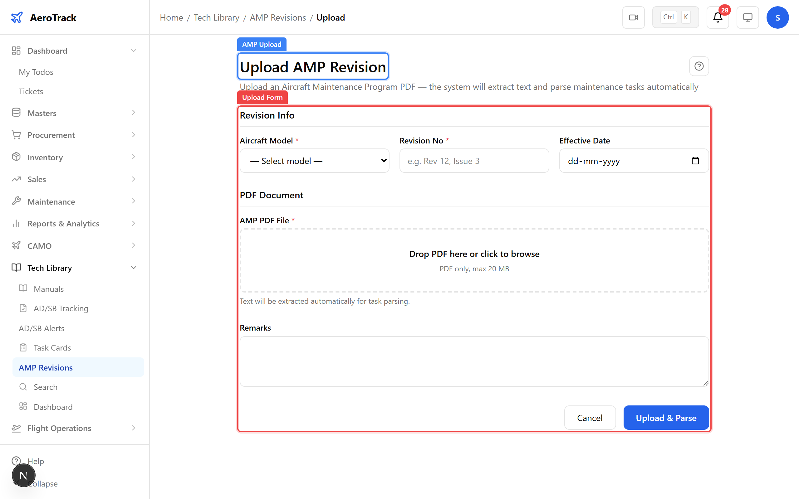 AMP revision detail with diff view