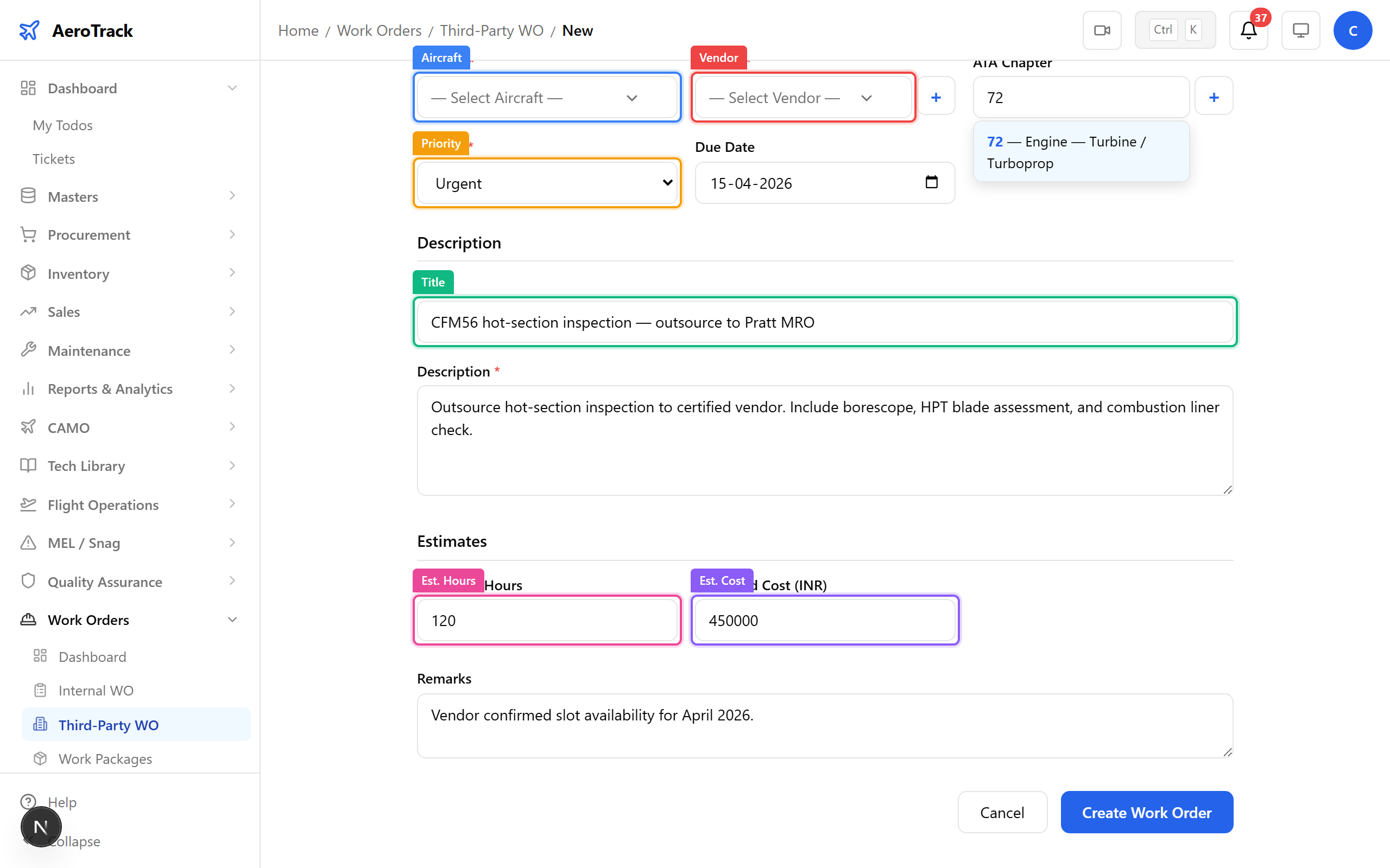 New third-party WO form