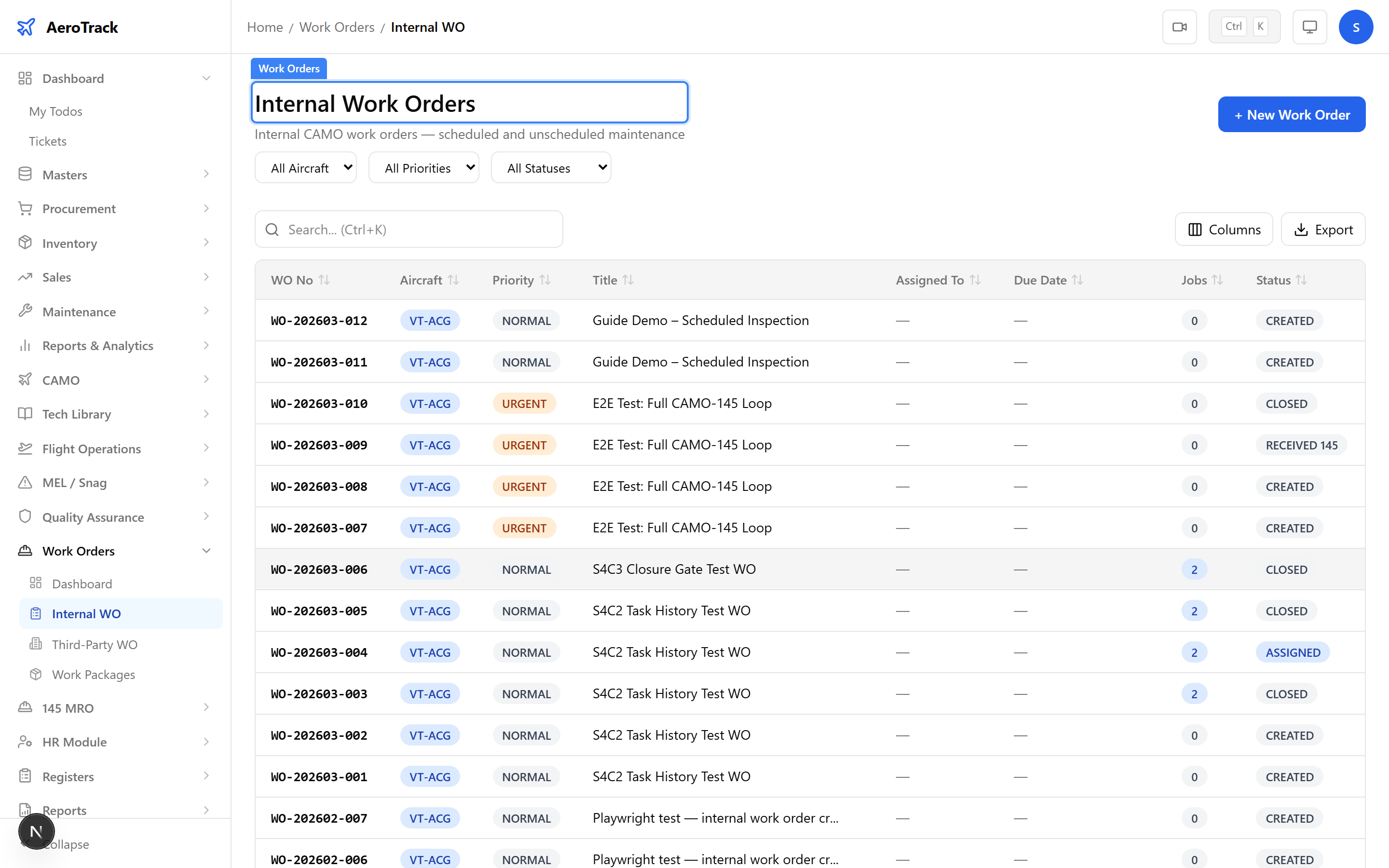 Materials section showing part numbers, descriptions, quantities, and unit costs